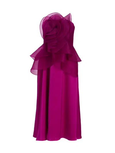 Theia Victoria Draped Rose Cocktail Dress In Pink