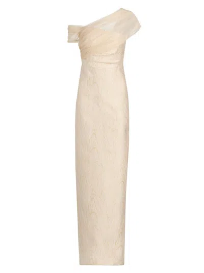 Theia Women's Zara Draped Shawl Column Dress In Neutral
