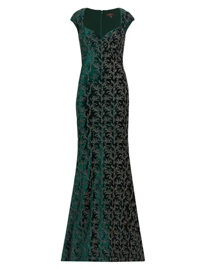 Theia Women's Zoelle Beaded Velvet Fit-&-flare Gown In Green