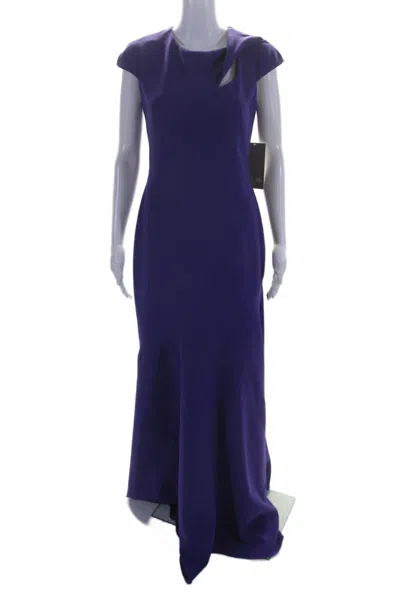 Theia Womens Short Sleeves Cut Out A Line Trumpet Evening Gown Purple