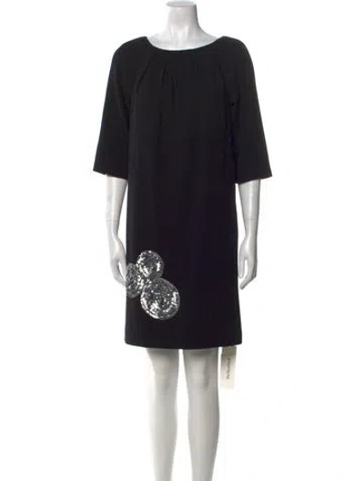 Pre-owned Theia Wool Mini Dress In Black