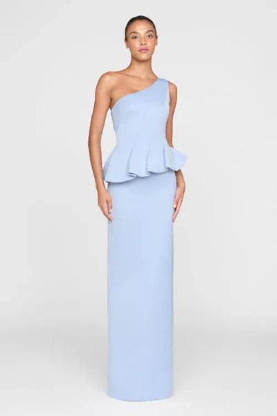 Theia Zenobia Duchess Satin Dress In Blue