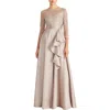 Theia Zola Womens Embroidered Polyester Evening Dress