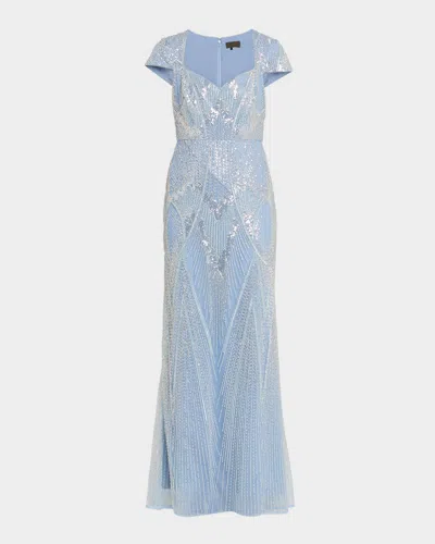 Theia Zula Beaded Sweetheart Gown In Pattern