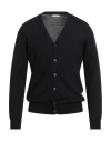 Theland Man Cardigan Black Size 38 Merino Wool In Black