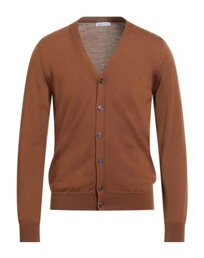 Theland Man Cardigan Brown Size 38 Merino Wool