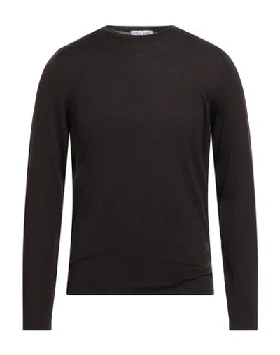 Theland Man Cardigan Dark Brown Size 38 Merino Wool