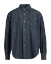 Theland Man Denim Shirt Blue Size 17 Cotton In Blue
