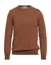 Theland Man Sweater Brown Size 50 Merino Wool In Brown