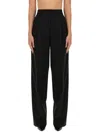 The Latest Thelatest Wide-leg Black Wool Blend Trousers In Black