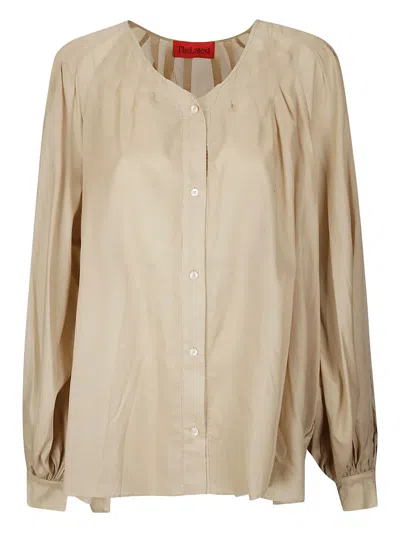 The Latest Wide Sand-coloured Semi-transparent Shirt In Beige