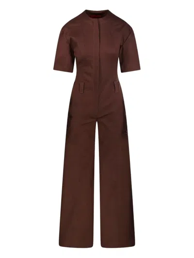 The Latest Thelatest Wide Leg Jumpsuit In Brown
