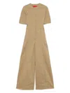 The Latest Thelatest Sand Coloured Palazzo Jumpsuit In Cotton In Neutral