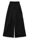 The Latest Thelatest Wide-leg Black Wool Blend Trousers In Black