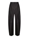 The Latest Thelatest Wide-leg Black Wool Blend Trousers In Black