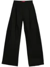 The Latest Thelatest Wide-leg Black Wool Blend Trousers In Black