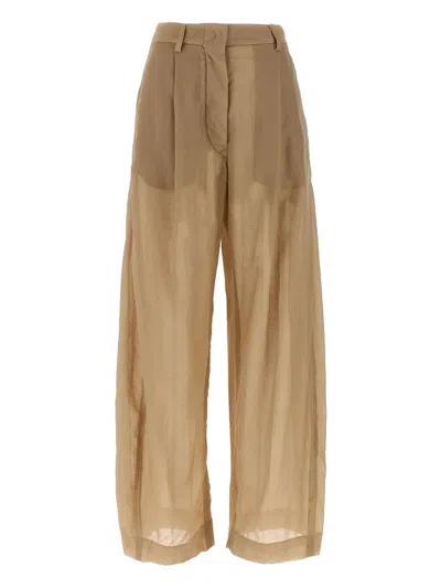The Latest Semi-sheer Tailored Trousers In Beige