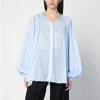 The Latest Wide Sky Blue Semi-transparent Shirt In Light Blue