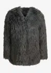 Thelaurent Buttoned Faux Fur Jacket In Gray