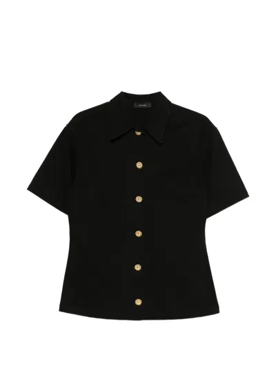 Thelaurent Buttoned Short-sleeve Shirt In Black