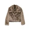 Thelaurent Faux-fur Wide-collar Jacket In Brown