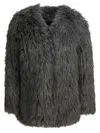 Thelaurent Buttoned Faux Fur Jacket In Gray
