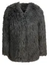Thelaurent Buttoned Faux Fur Jacket In Gray