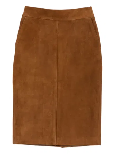 Thelaurent Suede Skirt In Brown