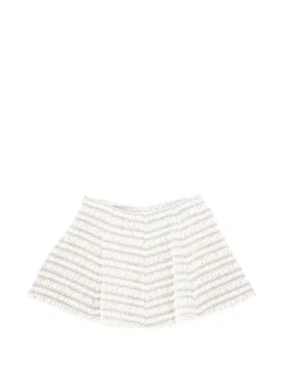 Thelaurent Tweed Flared Mini Skirt In White