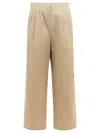 Theloom Cropped Beige Wide-leg Trousers In Brown