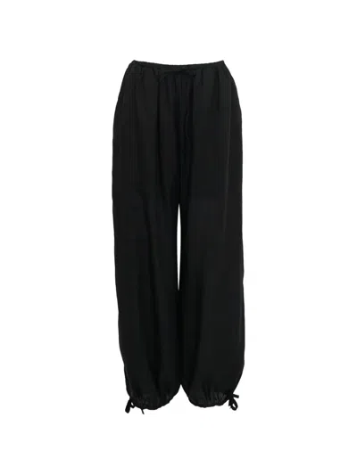 Theloom Drawstring-waist Tie-fastening Trousers In Black