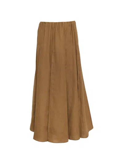 Theloom Petal Flared Maxi Skirt In Brown