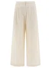 Theloom Wide Leg Trousers With Pleated Front In White