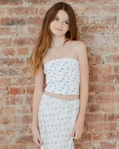 Theme Kids' Alexa Tube Top In Blue Ditsy In White