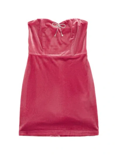 Theme Kids'  Ella Velour Diamond Bow Dress In Pink