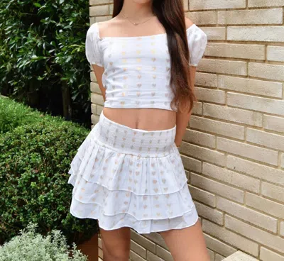 Theme Kids' Gemma Lurex Heart Mini Skirt In Winter White