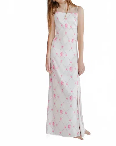 Theme Kids' Girl's Charlotte Vintage Romantic Rose Long Satin Dress In White