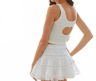 Theme Girl's Harlow Heart Cut Out Tank Top In White