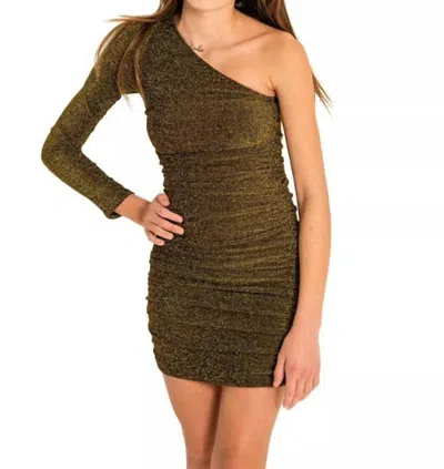 Theme Kids' Girl's Harlow One-shoulder Dress In Gold In Green