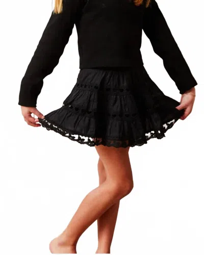 Theme Kids' Girl's Sofia Heart Bow Lace Mini Skirt In Black