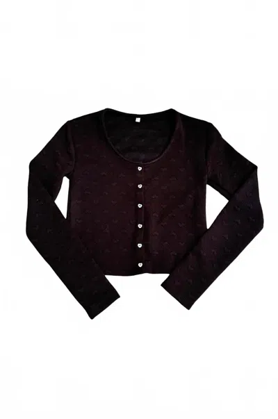 Theme Kids' Girl's Tali Puff Heart Cardigan In Black In Animal Print