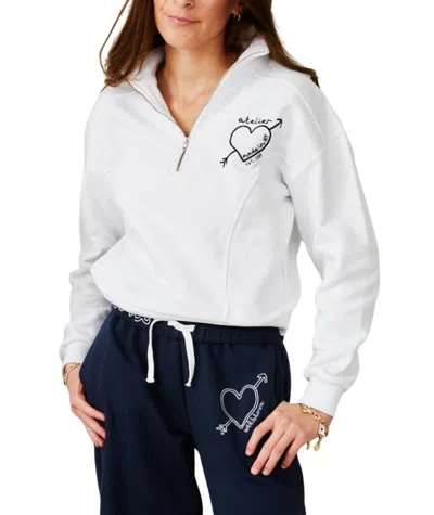 Theme Kids' Girls Crosby Half Zip Atelier Sweatshirt In White