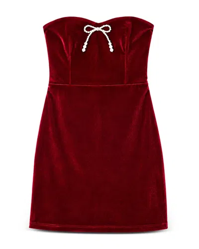 Theme Girls' Ella Wine Stretch Velour Dress - Big Kid In Burgundy