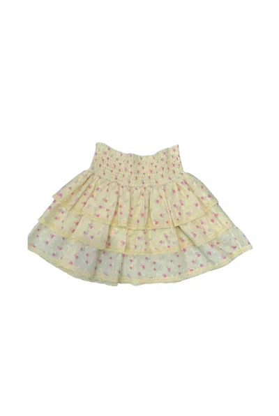 Theme Kids' Girls Gemma Ditsy Dot Smocked Ruffle Mini Skirt In Pastel Yellow