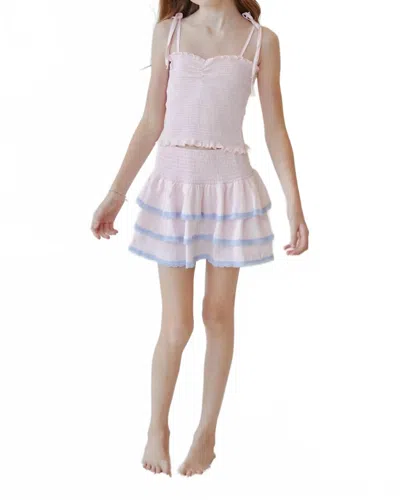 Theme Kids' Girls Gemma Pin Strips Satin Mini Skirt In Pastel Pink In White