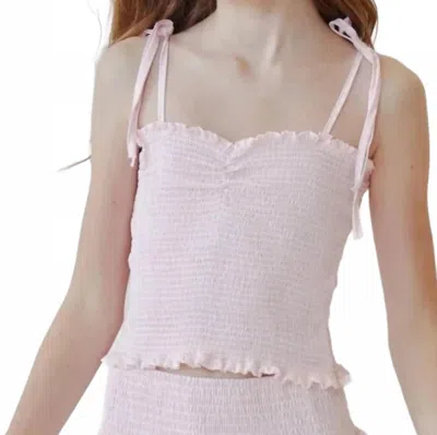 Theme Kids' Girls Georgia Pin Strips Smocked Top In Pastel Pink