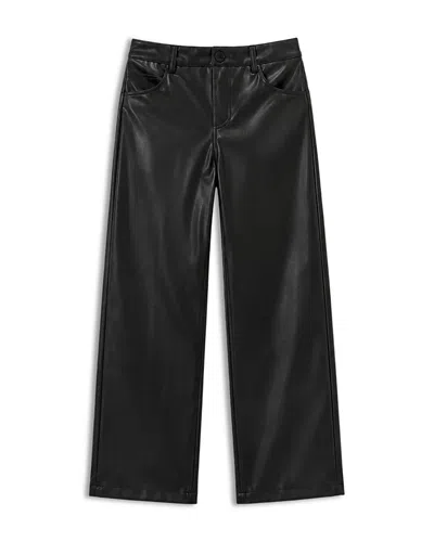 Theme Girls' Joie Black Faux Leather Straight Leg Pants - Big Kid