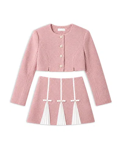 Theme Girls' Leah Pink Tweed Two Piece Set - Big Kid