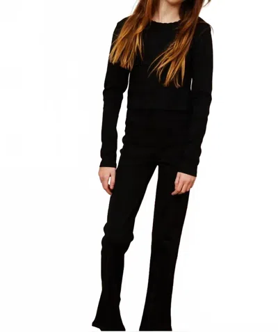 Theme Kids' Girls Lucy Long Sleeve Not-so-crop Top In Black