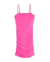 Theme Girls' Noemi Stretch Mesh Ruched Dress - Big Kid In Neon Pink